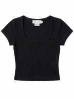 Remi Siyah Crop Top