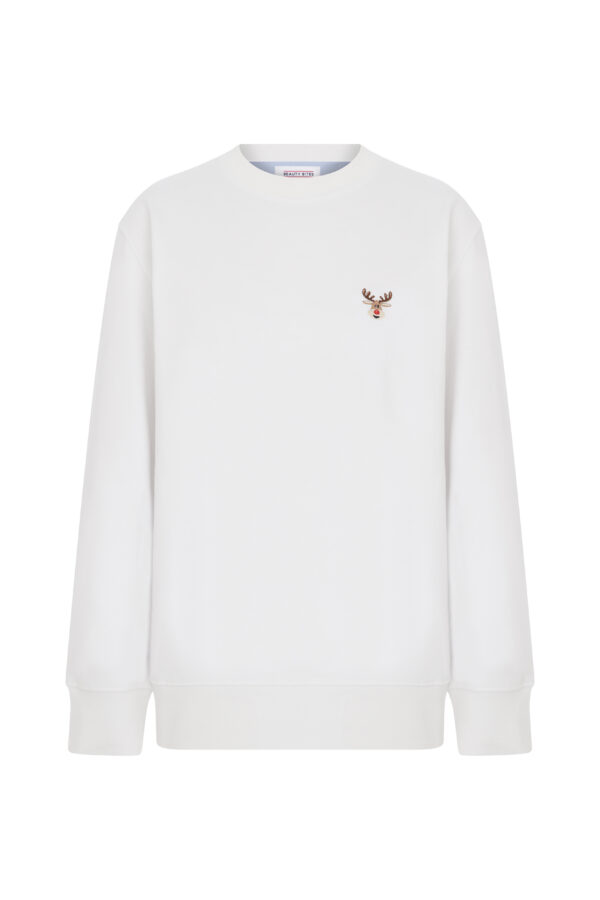 Geyikli Valerie Oversize Beyaz Sweatshirt