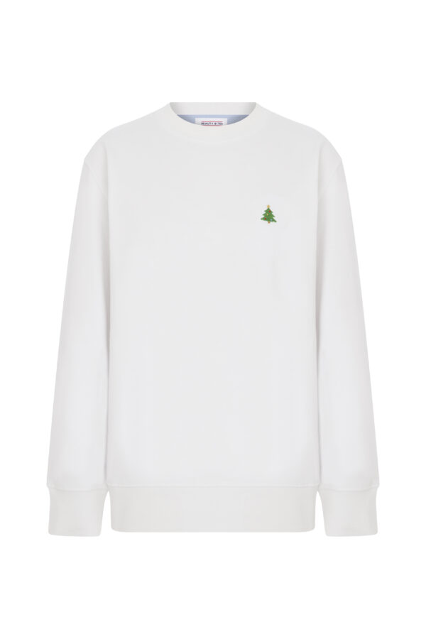Ağaçlı Valerie Oversize Beyaz Sweatshirt