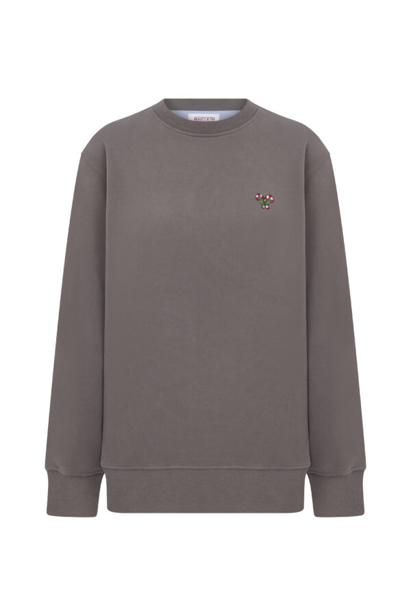Bastonlu Valerie Oversize Gri Sweatshirt