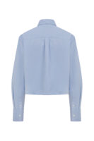 Kalp Yaka Amelie Oversize Crop cepli Mavi Gömlek