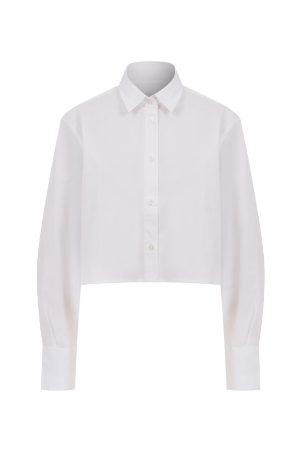 Amelie Oversize Crop Beyaz Gömlek