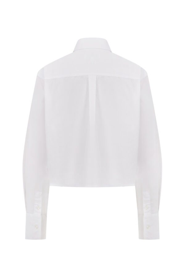 Amelie Oversize Crop Kişiselleştirilmiş Beyaz Gömlek