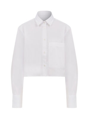 Amelie Oversize Crop Beyaz Cepli Gömlek