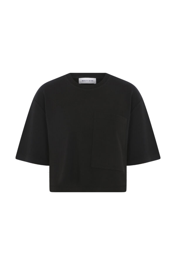 Berthe Crop Cepli Boyfriend Siyah Tshirt