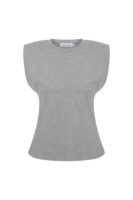 Lilou Gri Melanj Vatkalı Kolsuz Tshirt