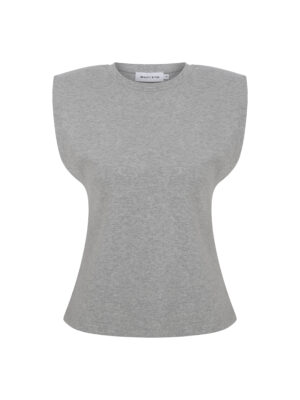Lilou Gri Melanj Vatkalı Kolsuz Tshirt