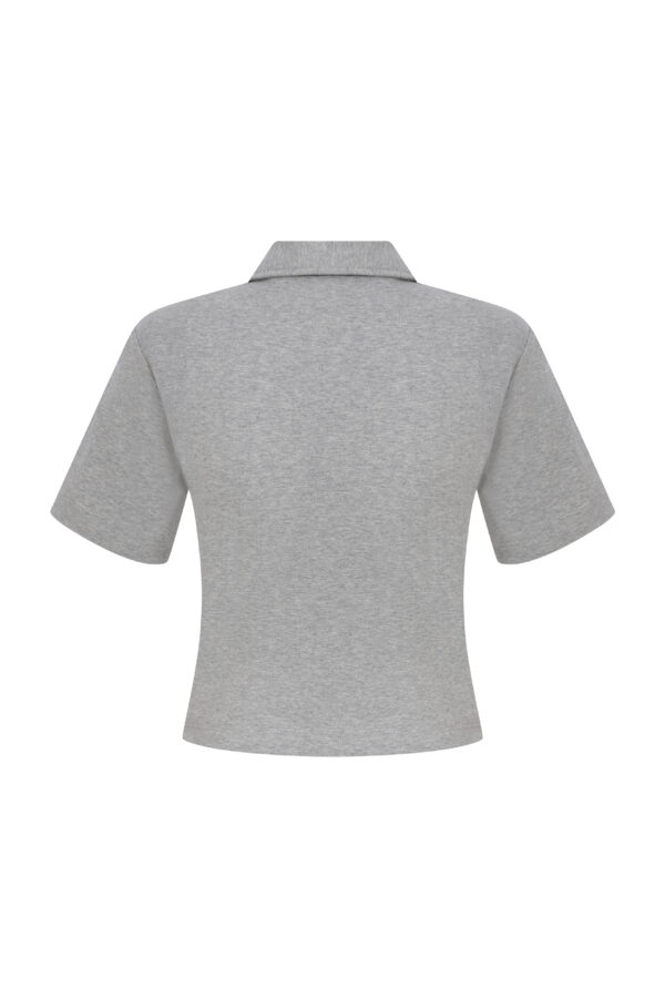 Marie Gri Melanj Polo Yaka Kalp Yaka Tshirt