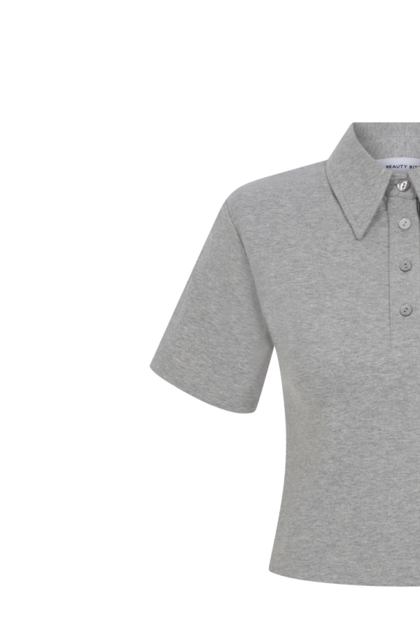 Marie Gri Melanj Polo Yaka Kalp Yaka Tshirt