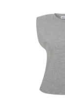Lilou Gri Melanj Vatkalı Kolsuz Tshirt