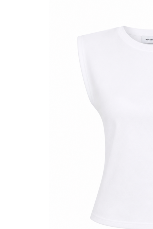 Lilou Beyaz Vatkalı Kolsuz Tshirt