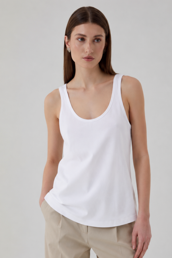 İla Beyaz Askılı Tshirt